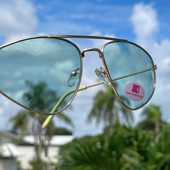 JUICY COUTURE Zillion Sunglasses In Shiny Gold Blue Lenses main image 12